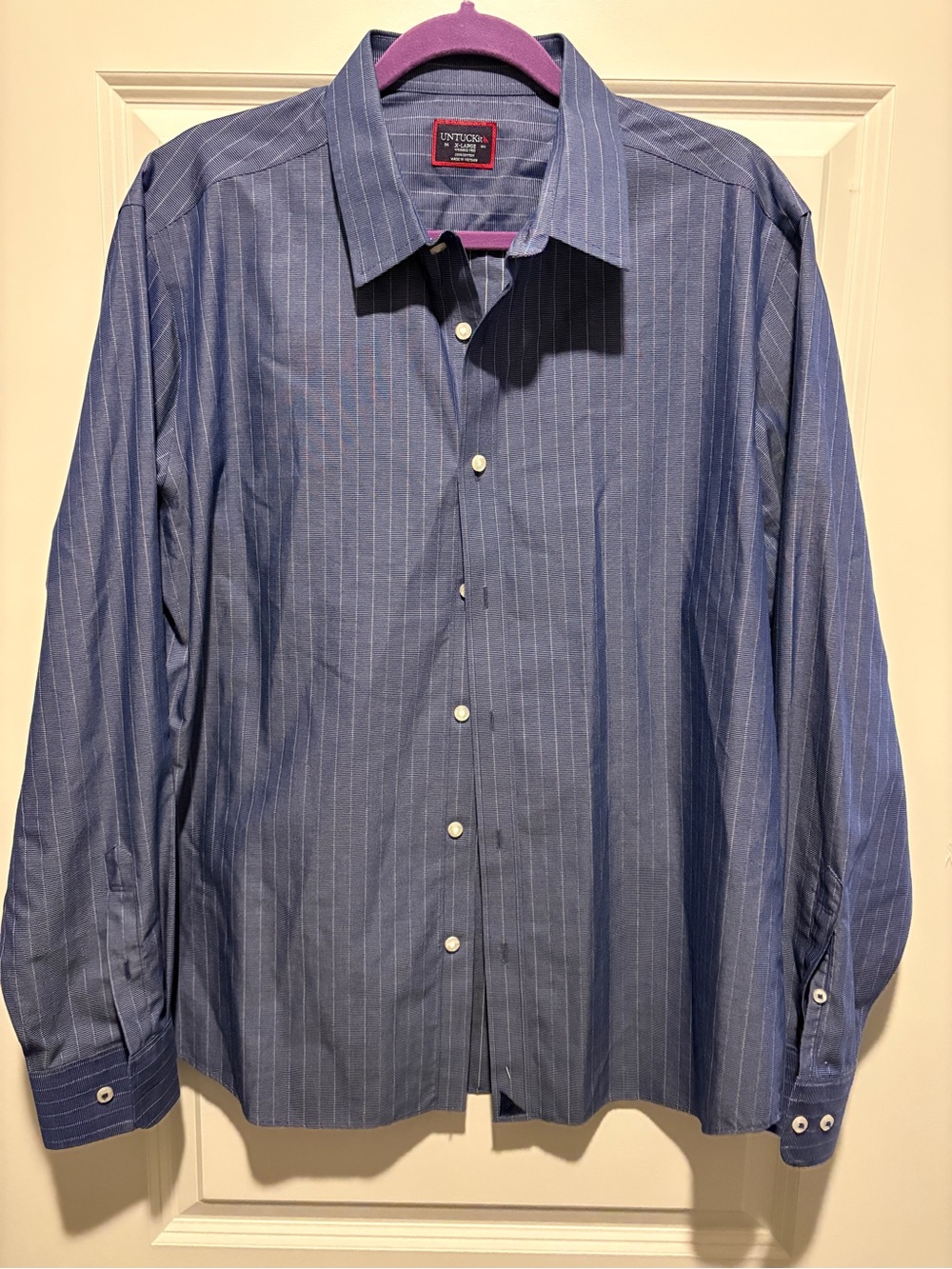 UNTUCKit Blue Pinstripe Long-Sleeve Dress Shirt